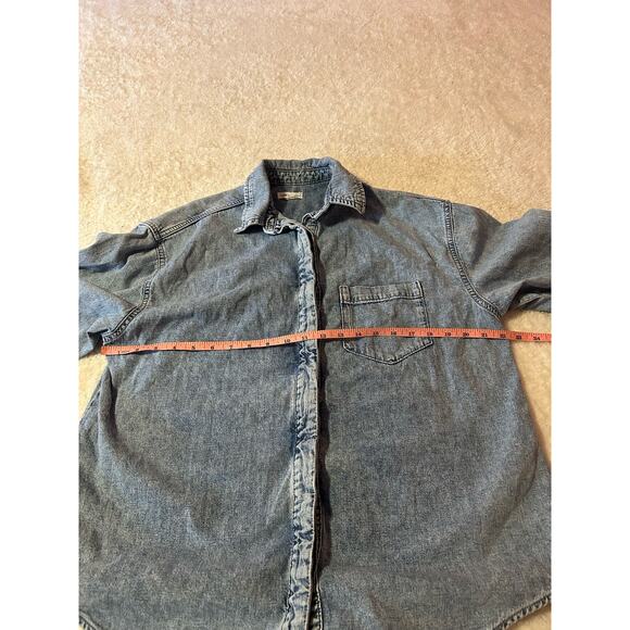 GOOD AMERICAN Easy Shirt In Indigo Size Medium - Picture 6 of 9
